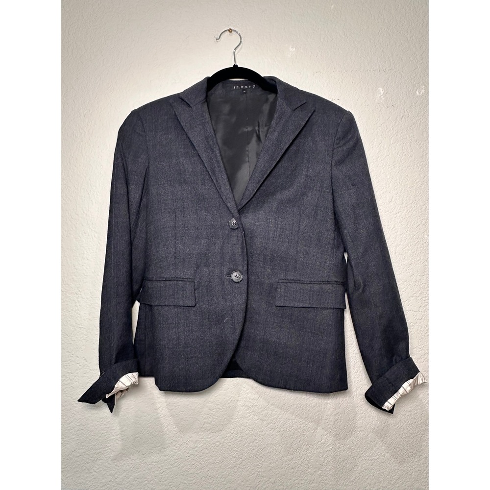 Theory Women's Charcoal Gray‎ Wool Blend Blazer Suit Jacket Size 10